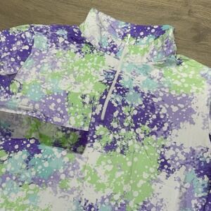 IBKUL 1/4 Zip Pullover Multicolor Splatter Womens Sz XL Tennis Pickleball Golf